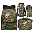 thumbnail image 2 of Bulopur Green Sloth Print Kids Backpack Set 4 Pcs Breathable Kids School Bag with Lunch Bag, Pencil Case and Water Bottle Cover for Rainforest Animal Lover Kids, 2 of 8