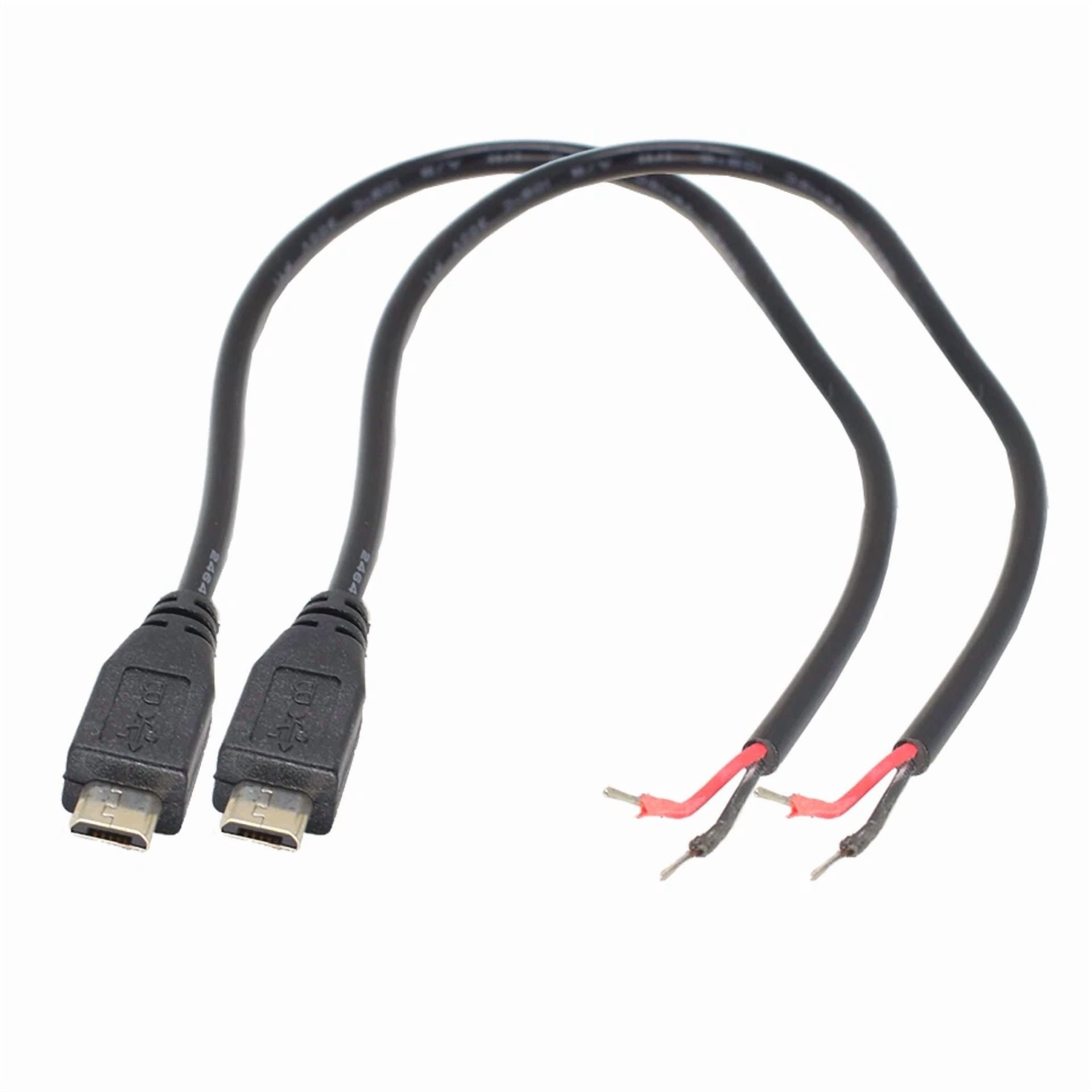 BUTTERFLY- 5Pcs 30Cm Micro Usb Cable Micro Male Cable 2 Wires Dc Power Pigtail Cable Cord