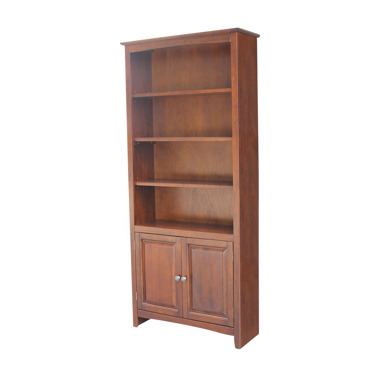 72 inch Shaker Bookcase with Two Lower Doors