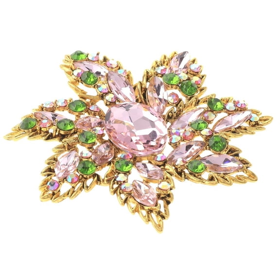 Large Crystal Flower Brooch