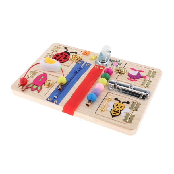 Tablero Ocupado para Niños Botón con Cremallera Habilidad Montessori Actividad Tablero Sensorial Juguetes