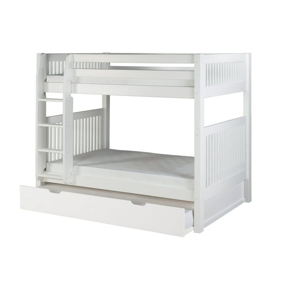 Camaflexi Twin over Twin Bunk Bed with Twin Trundle - Mission Headboard - White Finish