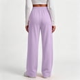thumbnail image 3 of Womens Straight Leg Sweat Pants With Pockets Wide Leg Sweatpants High Waisted Baggy Interior Drawstring Joggers Light Purple XL, 3 of 3