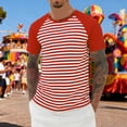 thumbnail image 2 of IWRICH Men's Waffle Strip Short Sleeve T Shirts Couples Summer Lightweight Striped Tee Casual Crewneck Athletic Gym Workout Top for Unisex Red XS, 2 of 4