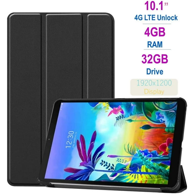 LG G Pad 5 10.1-inch (1920x1200) 4GB LTE Unlock Tablet, Qualcomm MSM8996 Snapdragon Processor, 4GB RAM, 32GB Storage, Bluetooth, Fingerprint Sensor, Android 9.0 with Mazepoly Case