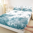thumbnail image 4 of Erosebridal Sea Starfish Turtle Full Size Sheets,Summer Nautical Sealife Ocean Coral Bed Sheets 4-Piece, 4 of 6
