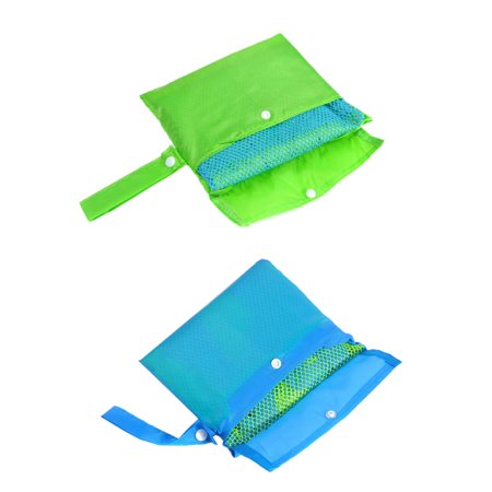 

2Pcs Beach Toys Storage Bag Sundries Pocket Portable Oxford Cloth Eco-friendly Bag Toys Daily Essentials Storage Pouch (Blue Mes