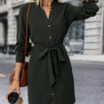 thumbnail image 6 of Gamivast Shirt Dresses for Women Long Sleeve Collar Button Down Work Dresses Tie Waist Tunic Dress Knee Length Business Casual Office Daily Wear Fall, 6 of 8