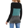 thumbnail image 4 of Camisa con cuello en V torcida para mujer, camisetas de manga larga con bloques de color a la moda, informales, suaves, para la vida diaria de vacaciones, 4 of 6