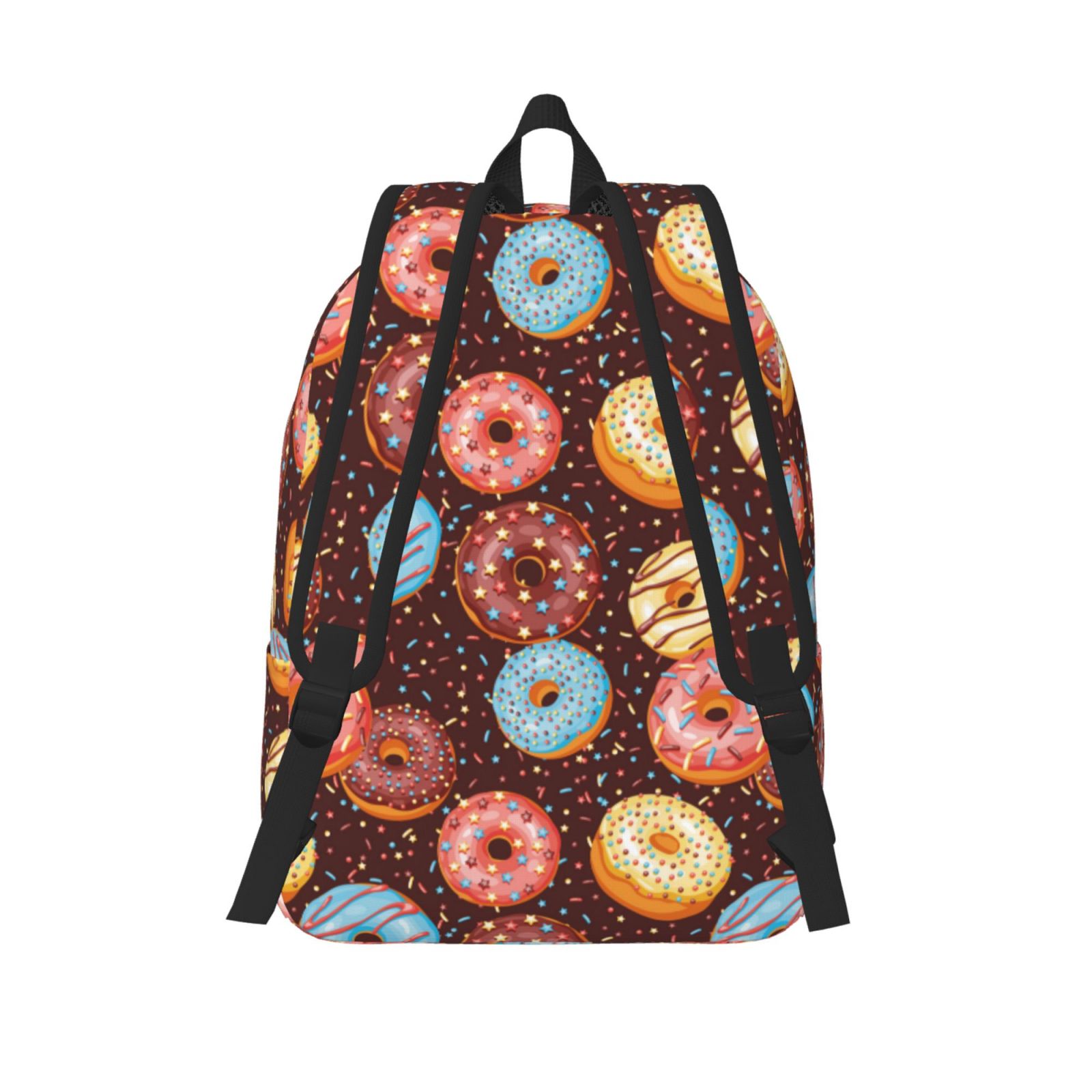 Travel Laptop Backpack - Donut Print No.9038 Lightweight Canvas Backpack, Wear Resistant Computer Backpack Bag Fit {sizeName} Laptop for Men Women with Adjustable Padded Shoulder Straps