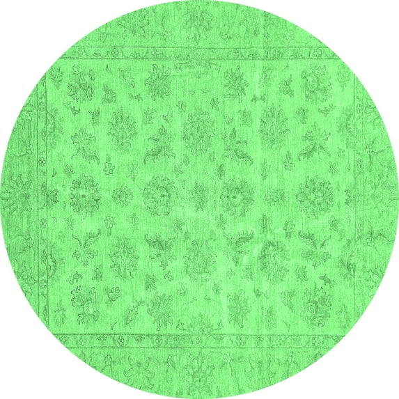 Ahgly Company Indoor Round Oriental Emerald Green Traditional Area Rugs, 4' Round
