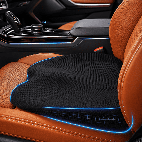 QUTOOL Car Seat Cushion, Memory Foam Wedge Booster Seat Cushion for Better Driving Visibility, 2-in-1 Seat & Lumbar Support, Non-Slip Breathable Cushion for Car, Truck, SUV & Office Chair, Black
