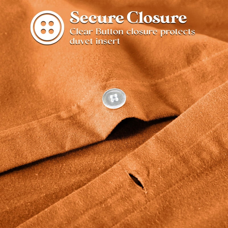 Superior Cotton Flannel Solid Duvet Cover Set, King/California King, Pumpkin