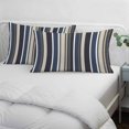thumbnail image 3 of Colored Stripes Pillow Covers, Linen Long Throw Pillow Case, Blue Black White Brown Abstract Lines Holiday Pillow Protector Decorative Cushion Cover for Living Room/Bedroom 20" x 30", 3 of 8