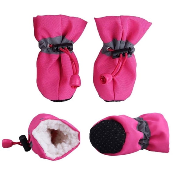 Luxsea 4 Pcs/lot Waterproof Dog Shoes with Cashmere Warm Inner, Anti-slip Shoes for Small Dog Rain Snow