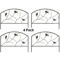 Panacea Steel Garden Fence Panels, Set of 4, Birds & Branch Design, Black Garden Edging
