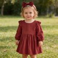 thumbnail image 7 of SGMVNU Toddler Girls 2 Piece Dress Set with Bowknot Hairband Girls Dress Size 8-10 Long Sleeve Dress Spring Summer Clothes(Size 2-3 Years,), 7 of 7