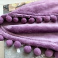 thumbnail image 6 of LOMAO Flannel Blanket Soft Throw Blanket with Pompom Fringe Lightweight Bed Blanket Fit Couch Sofa(51"x 63")(Grape Purple), 6 of 8