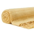 thumbnail image 3 of Chanasya Pleated Solid Plaid Acrylic Throw Blanket With Tassels - Lightweight and Super Soft, Modern Woven Blanket for Couch, Home, Living Room, and Bedroom Décor (50x65 Inches) Yellow, 3 of 6
