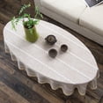 thumbnail image 2 of Oval Tablecloth,Cotton Linen Duck Egg Shape Tablecloth With Lace,Striped Table Cover For Living Room Bedroom Study Outdoor-A-100*160cm, 2 of 4