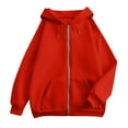 thumbnail image 4 of Resicozy Zip Up Hoodies Womens Long Sleeve Oversized Sweatshirts Y2K Jacket with Pockets 2025 Fall Trendy Clothes Red M, 4 of 6