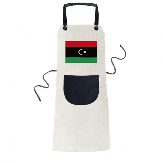 Libya National Flag Africa Country Apron Adjustable Bib Cotton Linen BBQ Kitchen Pocket Pinafore