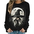 thumbnail image 4 of Jsaierl Halloween Sweatshirts for Women Plus Size Pumpkin Ghost Graphic Sweatshirt Loose Fit Round Neck T-shirt Long Sleeve Holiday Pullover Tops Halloween Costumes, 4 of 6