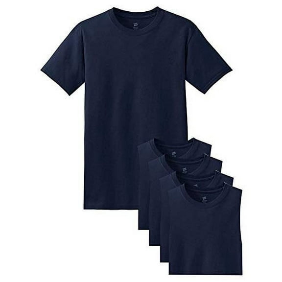 Hanes mens 5.2 oz. ComfortSoft Cotton T-Shirt5280-NAVY-L-5PK Pack of 5