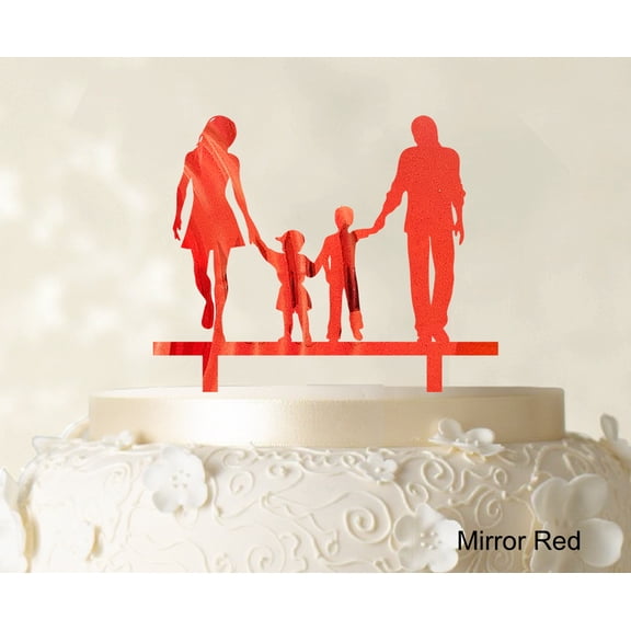 "Wedding Cake Topper With Children Family Silhouette Cake Topper Cake Decorations Cake Color Option Available 6""-7"" Inches Wide"