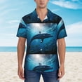 thumbnail image 2 of Pofeuu Ocean Dolphin Fish School Print Hawaiian Shirt for Men Sleeves Casual Button Down Summer Beach Dress Shirts T-Shirts,X-Large, 2 of 7