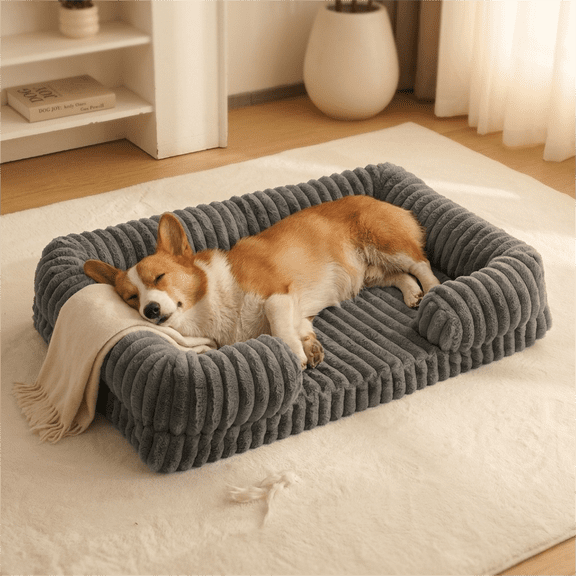 Dog Waterproof Couch Bed,Orthopedic Sofa Bed with Removable Cover,Non-Slip Bottom and Egg-Crate Foam Large Pet,Grey,X-Large