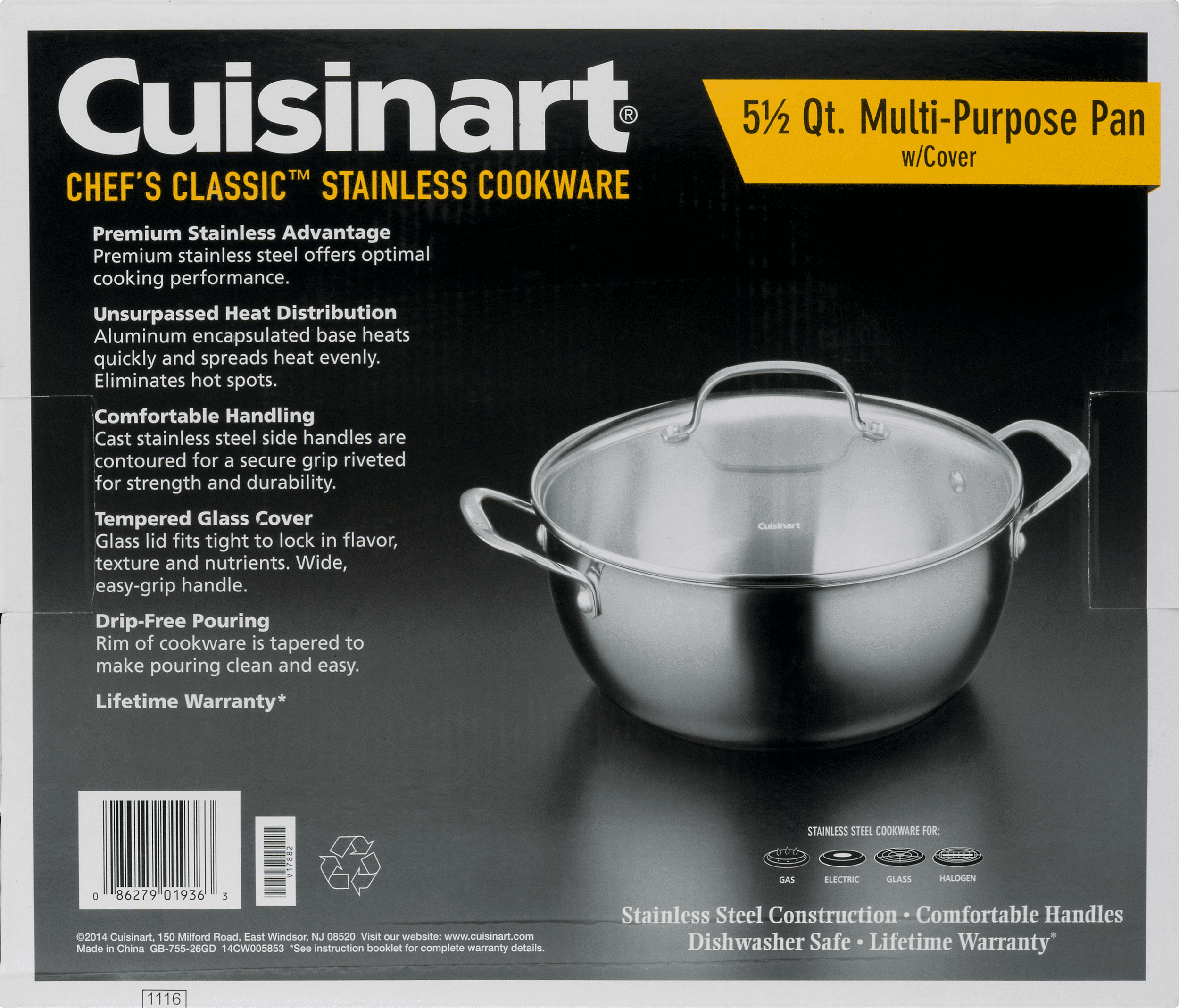 Cuisinart Chef's Classic Stainless 5.5 qt. Sauté Pan - Kitchen & Company