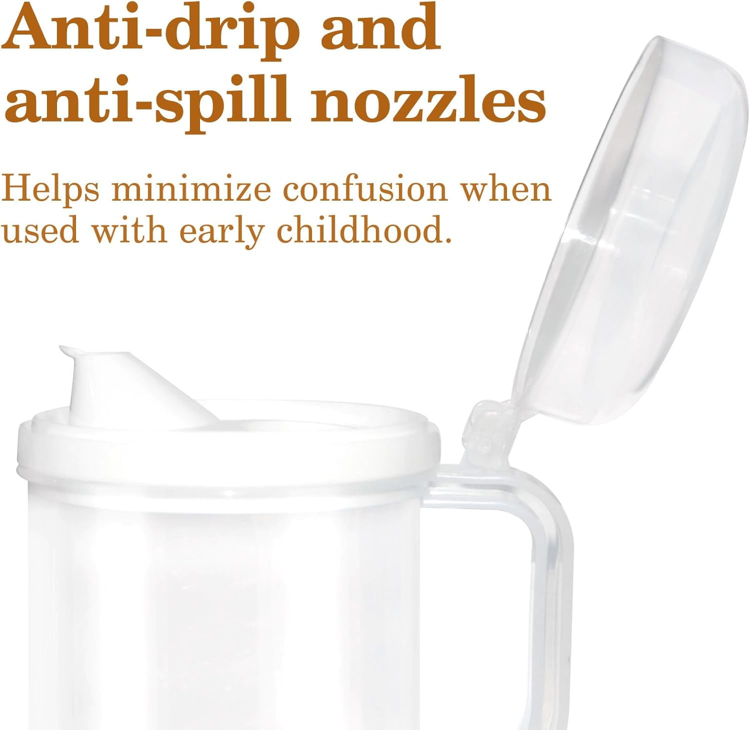 3Pcs Child-Safe Easy Pour Mini Pitchers - 22 Oz Clear Plastic with Lid & Handle for Early Learning, Water, Milk, Juice - Classroom, Nursery, Home