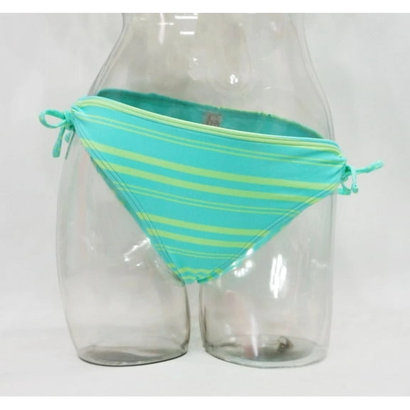 SO Green Striped Side Tie Hipster Bikini Bottom Swimwear Juniors' Women's Large
