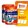 thumbnail image 1 of Bounce Mega Dryer Sheets, Fresh Breeze, Mega Fabric Softener Sheets with Static Control, Wrinkle Reduction, Extra Softness, Lasting Scent, Repels Lint 120CT, 1 of 14