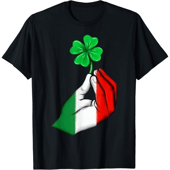 Pinched Hand Clover Italian Flag St. Patrick'S Day Shamrock Womens T-Shirt