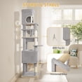 thumbnail image 6 of Hzuaneri Cat Tree, 79.9" Tall Multi‑Level Indoor Cat Tower with Scratching Posts, Platform, Caves, Basket and Hammock, Light Grey, 6 of 9