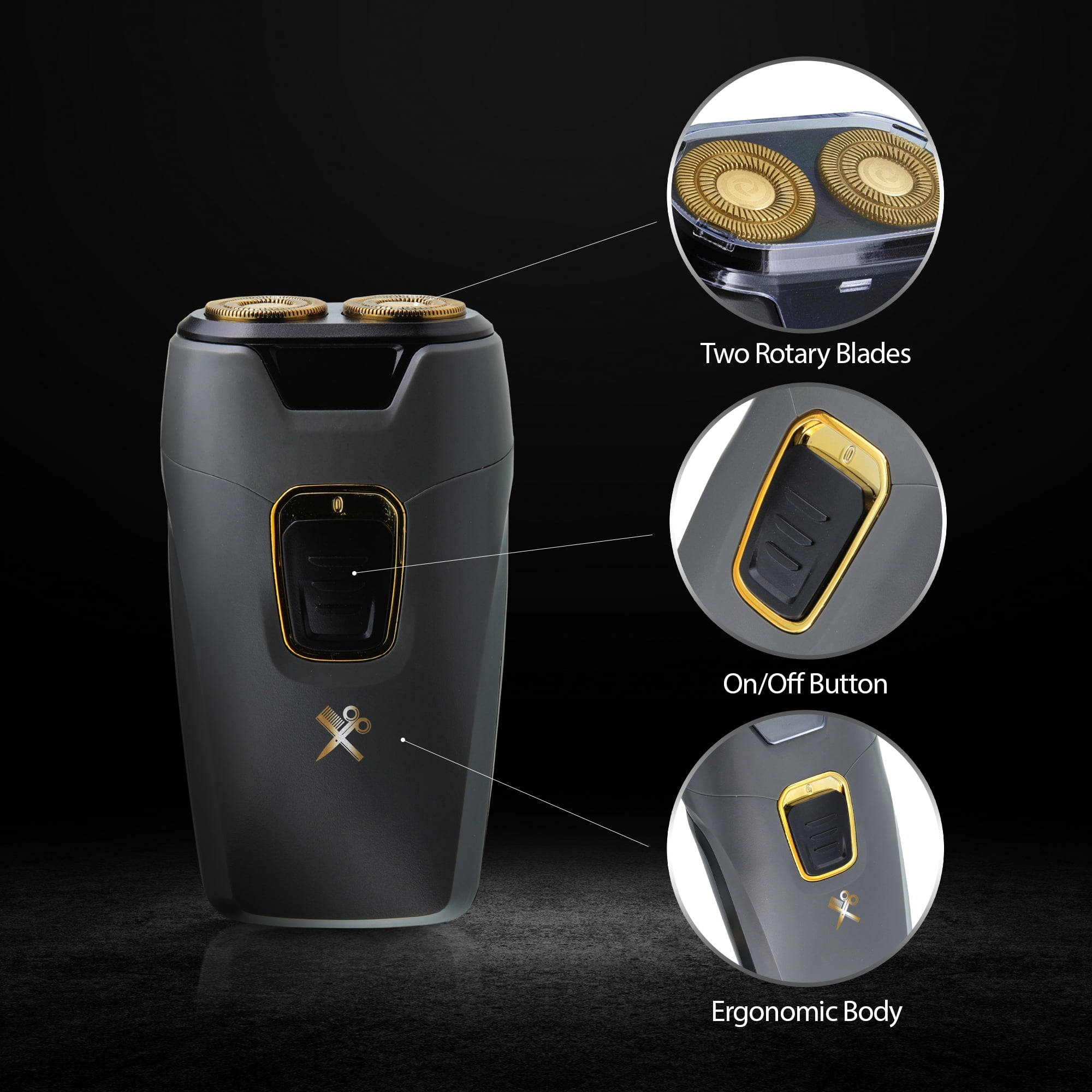 Cutting Edge Dual Rotary Travel Shaver – Portable, Battery-Powered, Hypoallergenic Stainless Steel Blades, Includes 2 AA Batteries