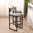 thumbnail image 4 of Yardi Yard Modern Wood Counter Height Bar Stools Set of 2, Kitchen Dining Accent Stool with Footrest, Light Walnut&Blue, 4 of 8