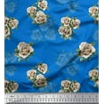 thumbnail image 1 of Soimoi Polyester Crepe Fabric Leaves & Alba Rose Floral Print Fabric by Yard 42 Inch Wide, 1 of 3