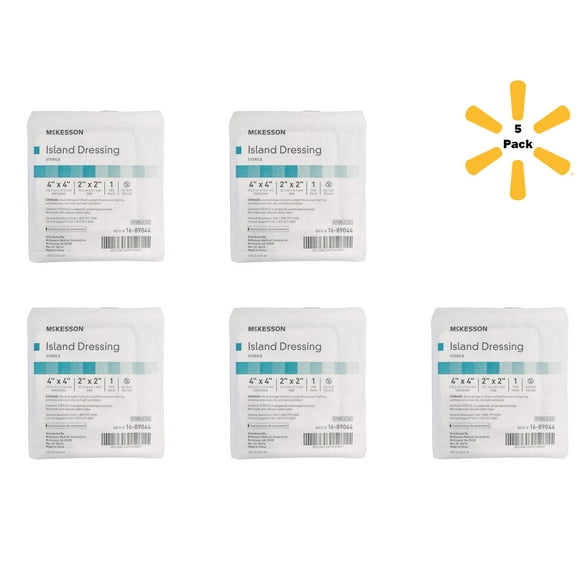 McKesson Adhesive Dressing 4 X 4 Inch Polypropylene / Rayon Square White Sterile 5 Each - 16-89044