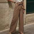 thumbnail image 2 of Women's Wide Leg Lounge Pants with Pockets Lightweight High Waisted Adjustable Tie Knot Loose Trousers Gifts for Womens Coffee,L, 2 of 6