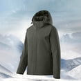 thumbnail image 2 of Sentmoon Coat for Women Plus Size Hooded Neck Long Sleeve Ski Jacket Zipper Solid Color Windproof Waterproof Fall Clothes for Women with Pockets Fall and Winter Comfy for Running and Hiking, 2 of 8
