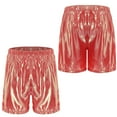 thumbnail image 6 of iiniim Men's Shiny Metallic Disco Shorts Loose Fit with Side Pockets for Casual Daily Party Wear Hot Pink M, 6 of 7