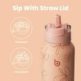thumbnail image 5 of BOTTLE BOTTLE 32 oz Insulated Water Bottle Stainless Steel Sport Water Bottle with Straw Dual-use Lid Design for Gym with Pill Box (yellow flower), 5 of 7