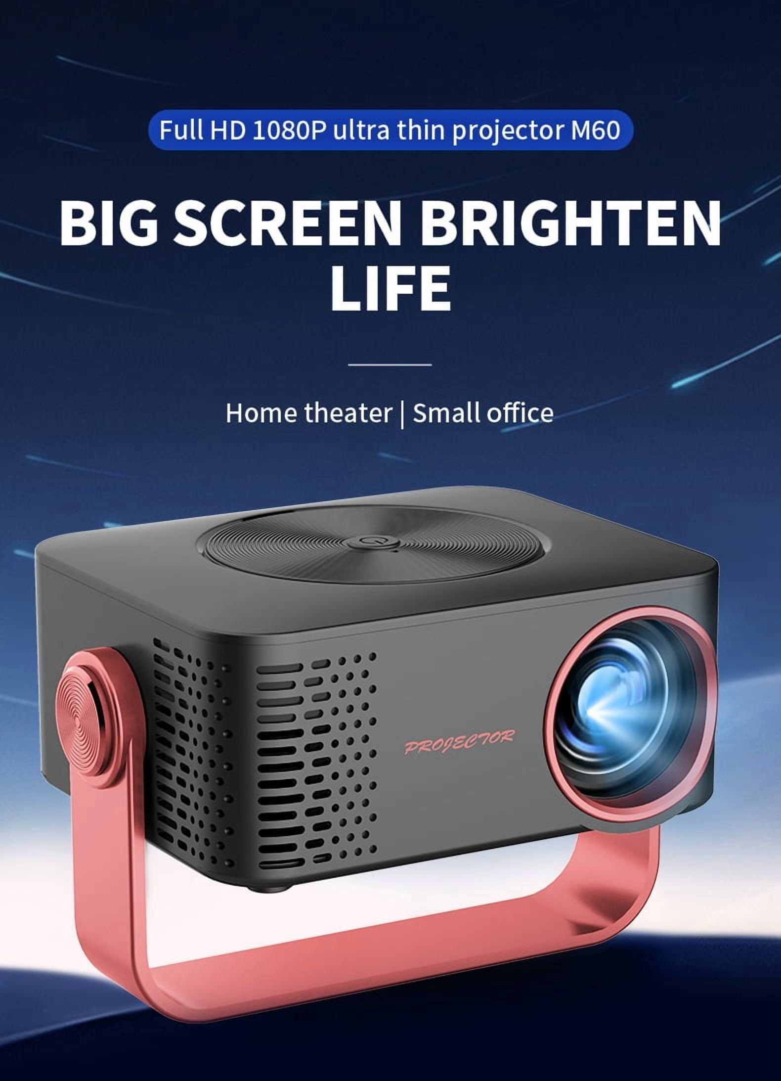 Mini Projector with WiFi , Native 1080P Projector , Projectors for Outdoor Movies Home Theater Built-in Speaker Android11 Dual WiFi6 Allwinner 1080p Compatible with iPhone/Android/PS4/Laptop