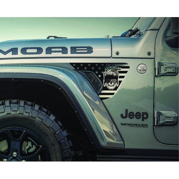 AnyStickerYouWant - Mom Bun American Flag Fender Vent Vinyl Decal Sticker Fits & Compatible with Jeep Wrangler JL/Jeep Gladiator JT 2018  Rare Mom Bun American Flag Print