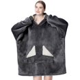 thumbnail image 2 of Manta portátil con capucha Touchat, gran tamaño, forro polar sherpa, gris, 2 of 7