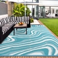thumbnail image 2 of Nanan 10'x14' Outdoor Rug Modern Abstract Reversible Plastic Straw Rugs, Waterproof Camping Carpet Patio Rug for Backyard, RV, Deck, Porch, Balcony, Blue, 2 of 9