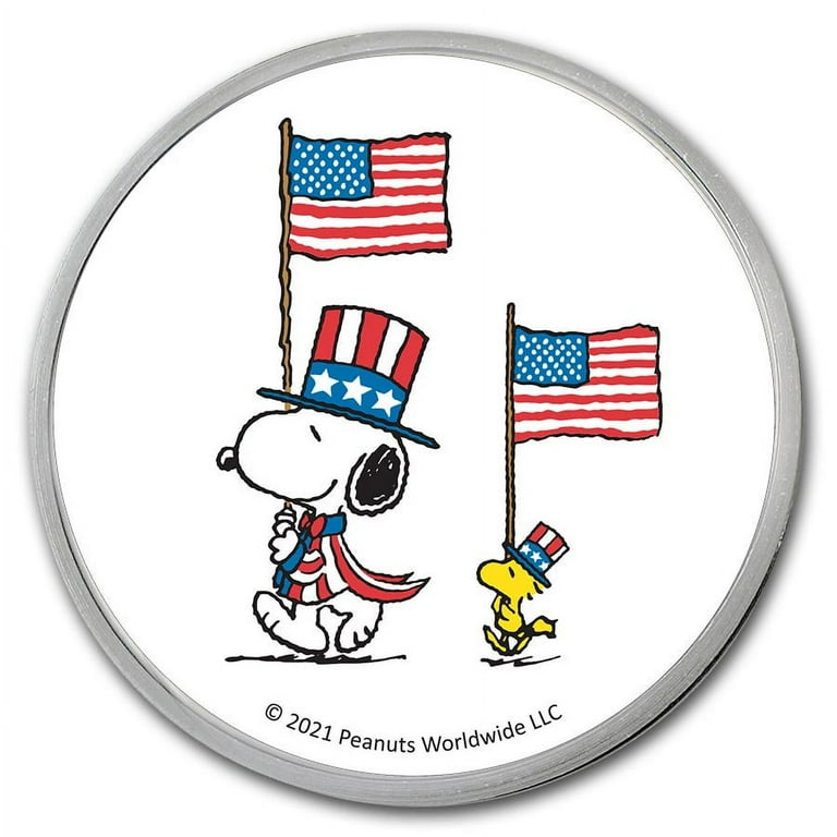 Peanuts® Patriotic Snoopy & Woodstock 1 oz Colorized Silver
